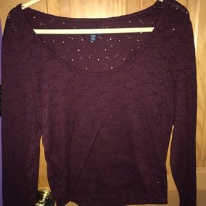 American Eagle Maroon Long Sleeve Top